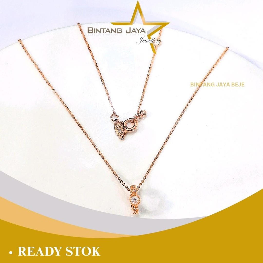 Kalung Emas Asli Nori Variasi Ring Mata Putih - Kadar Kadar (17K) UBS - Berat 1,79 Gram - Floral Ele