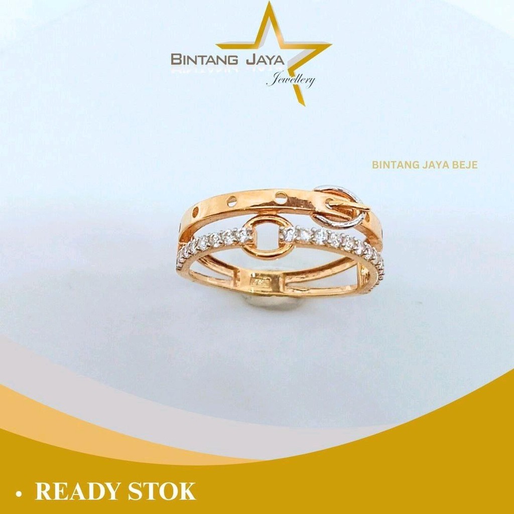 Cincin Emas Asli Tali Pinggang Warna Chrome Putih M Putih - Kadar (16K) - 2,52 Gram Ukuran No 20 - D