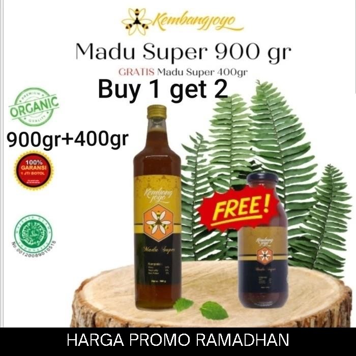 

Madu Super Kembang Joyo plus Royal jelly dan Bee pollen 900gram asli