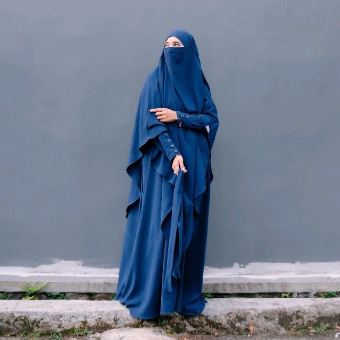ABAYA Set French Khimar Alkanza Free Cadar Bandana Bisa Mix Warna Gamis Wanita Muslim Syari Cadar