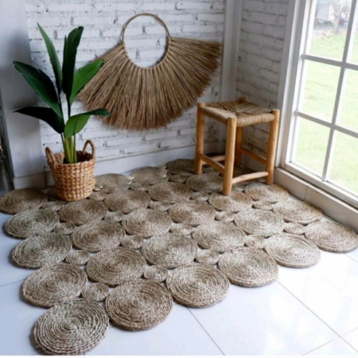 Karpet Kotak Persegi Besar Rug Anyaman Mendong Alas Lantai