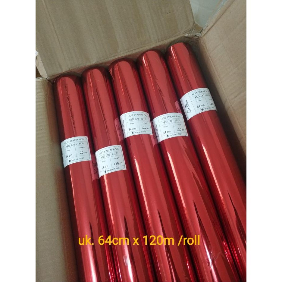 Hot Stamping Foil Merah Red Poly Emboss Hot Print 64Cm X 120M