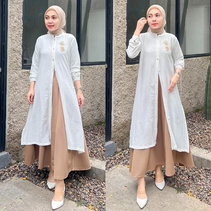 ALIKA LONG TUNIC Tunik Rayon Crinkle Panjang polos murahh Muslim Airflow Wanita Tunik Lebaran