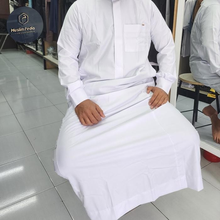 Gamis / Jubah Pria - Jubah Haramain Woll Putih- Original