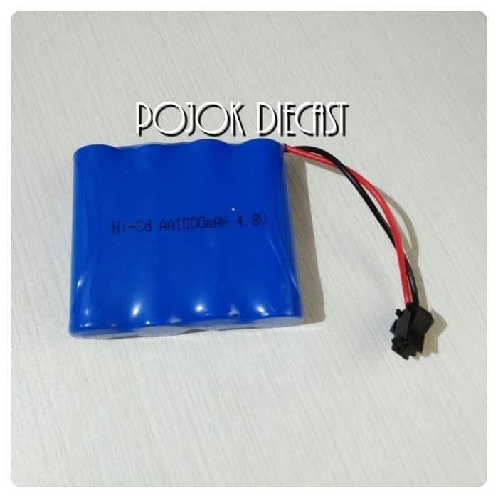 BATERAI BATRE RC MOBIL REMOT 4.8V 4,8V 1000MAH SOCKET HITAM + CHARGER