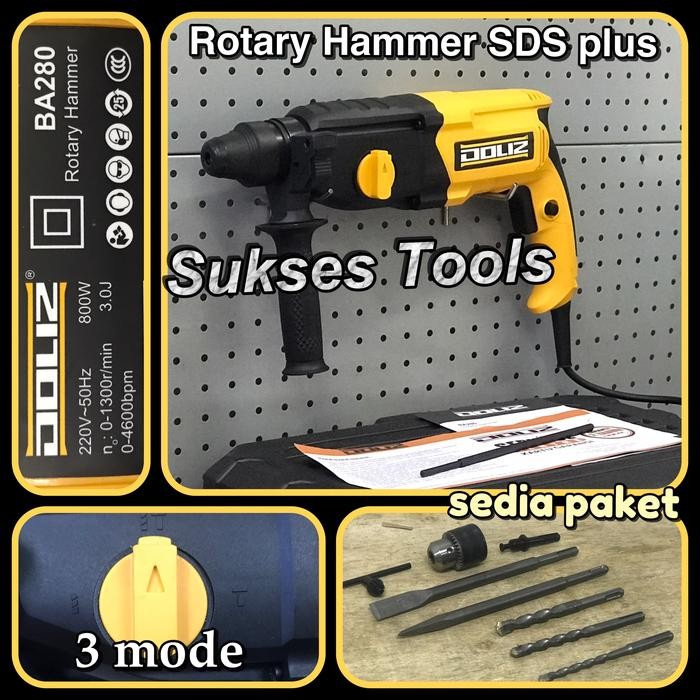 BA280 Mesin Bor Beton 26 mm Doliz BA 280 Rotary Hammer 3 Mode