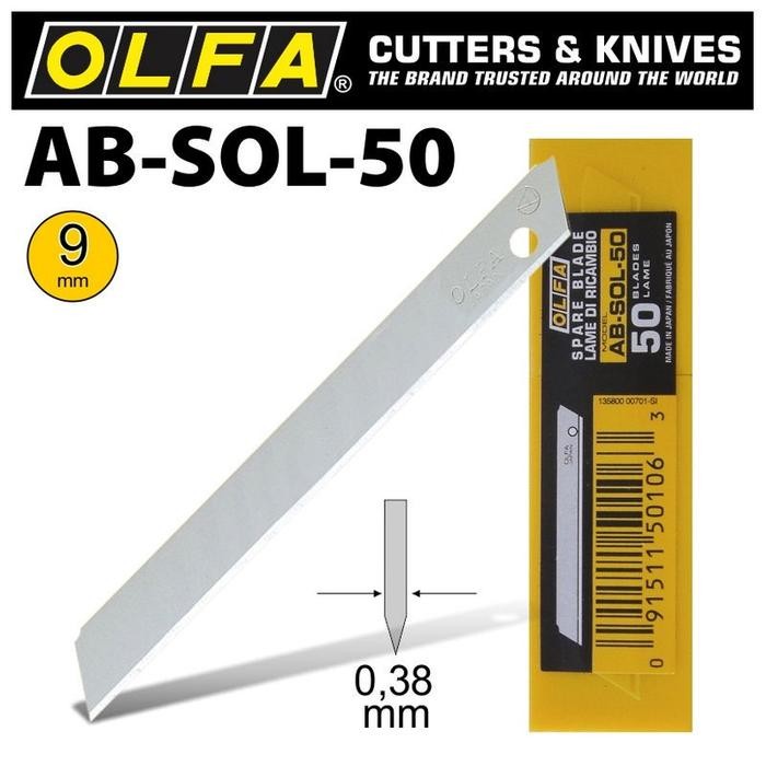 

Pisau Refill Blade Refill Cutter OLFA AB-SOL-50 (50pcs pack) JAPAN