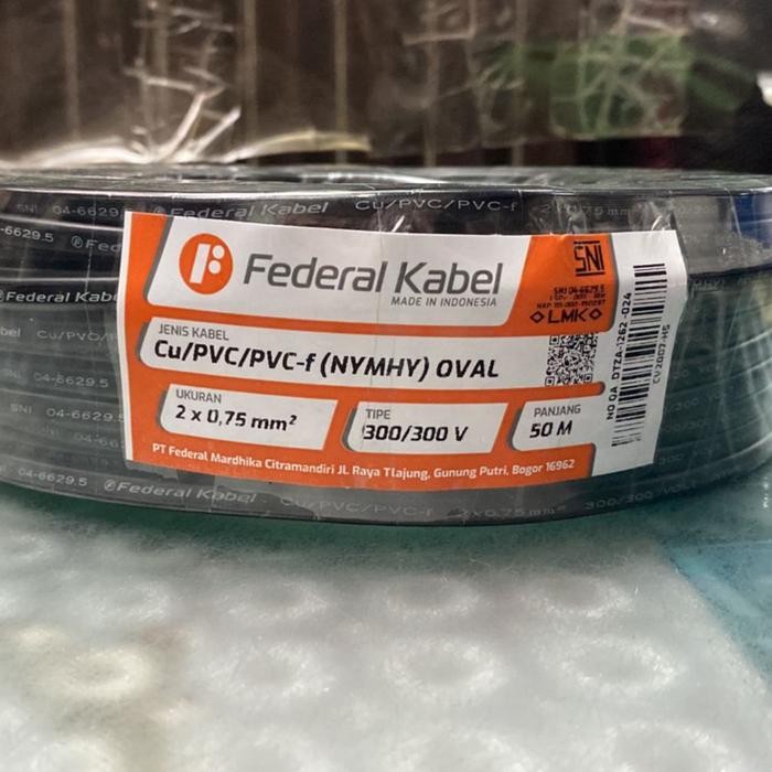 Kabel Listrik Serabut Oval Nyyhy 2X0,75 2X0.75 Federal
