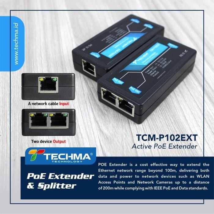 Diskon Techma 1 To 2 Aktip Poe Extender & Splitter