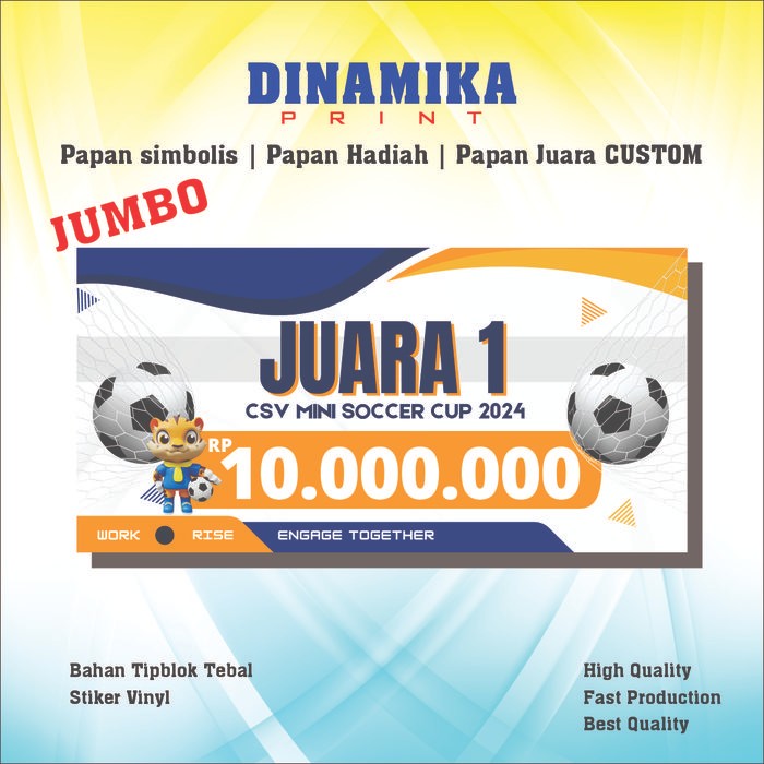 

Terlaris Papan Simbolis Papan Hadiah Papan Juara Jumbo (45 X 90 Cm)
