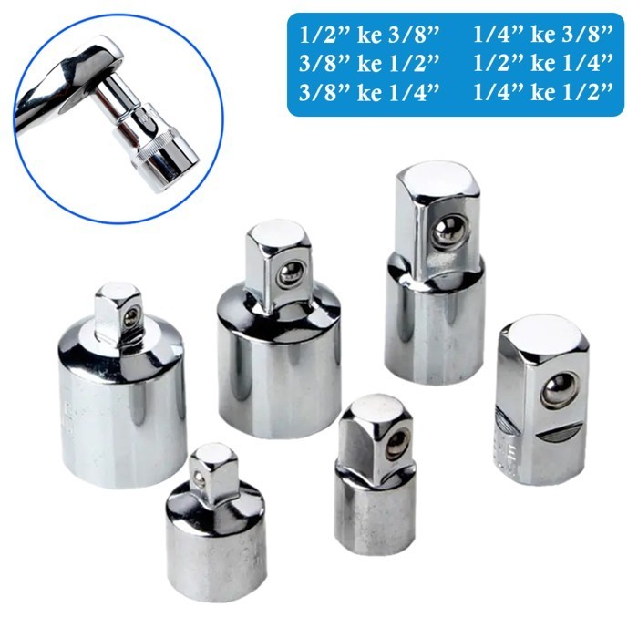 Adapter Kunci Sock Adaptor Konverter Sambungan Mata Shock Socket 1/2 3/8 1/4 Inch Set 4 6 PCS