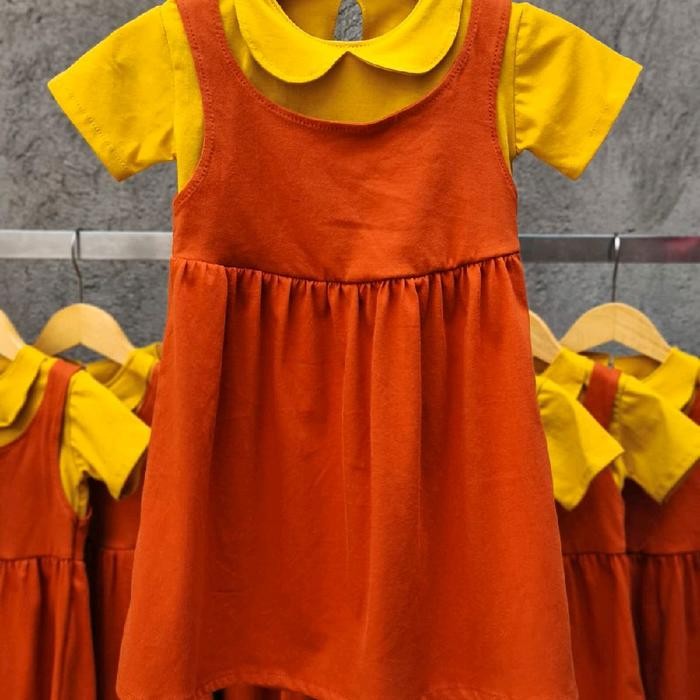 PREMIUM Baju boneka squid game anak perempuan/ baju squid game anak/ kostum squid game/ baju anak