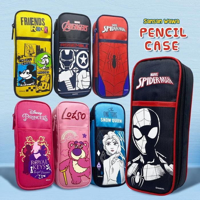 

Disney Marvel Pencil Case. Tempat Pensil Multifungsi Lotso, Spiderman, Princess