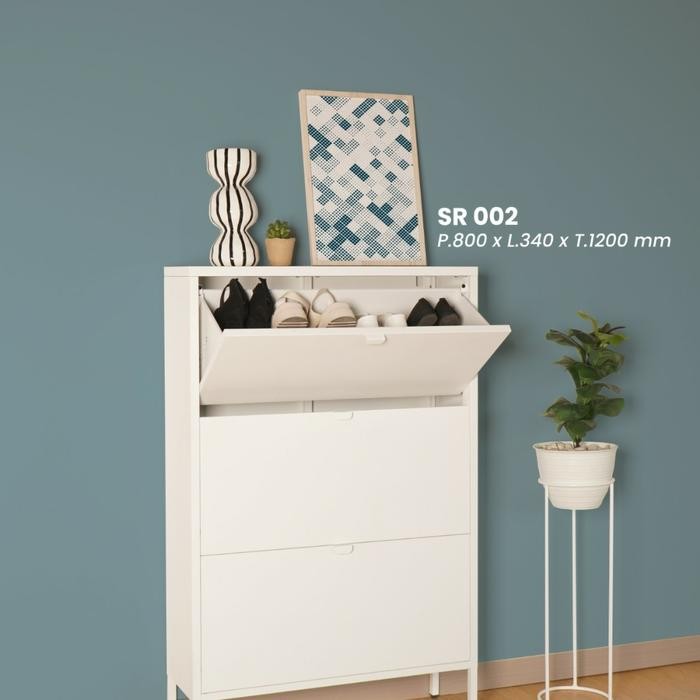 Lemari Rak sepatu besi tertutup gantung 80cm 20ps anti rayap BANDUNG -