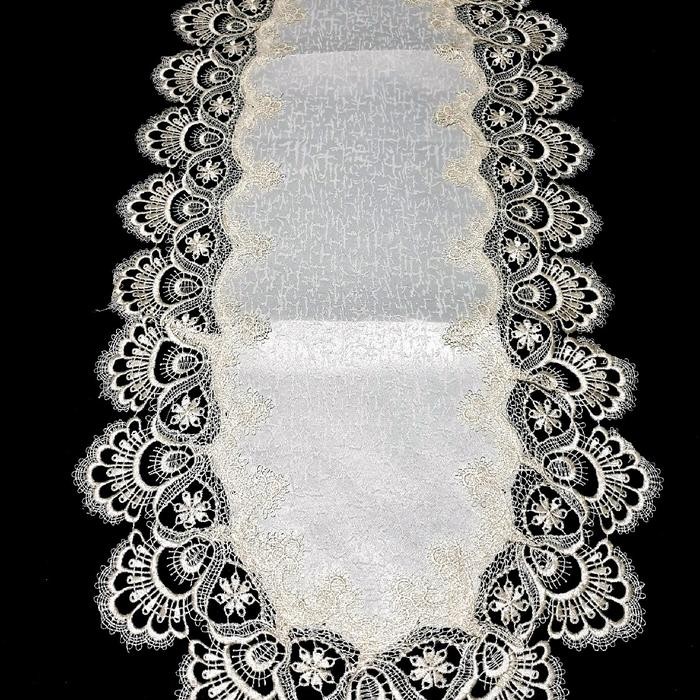 Taplak Meja Oval Bordir Kerancang 4590 Cm Taplak Meja Tamu Oval Gold Renda