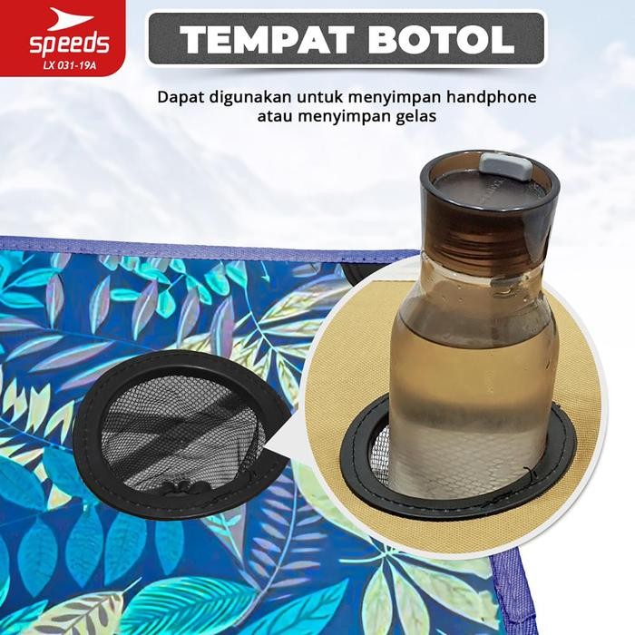 [Speeds Living] [Biru] Speeds Meja Lipat Outdoor / Meja Lipat Camping Dengan Double Holder Bahan