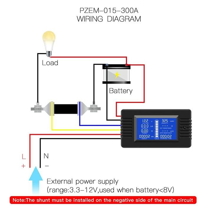Wattmeter Dc 300A Volt Meter Voltmeter 0-200V Amper Meter Dc Kwh Dc