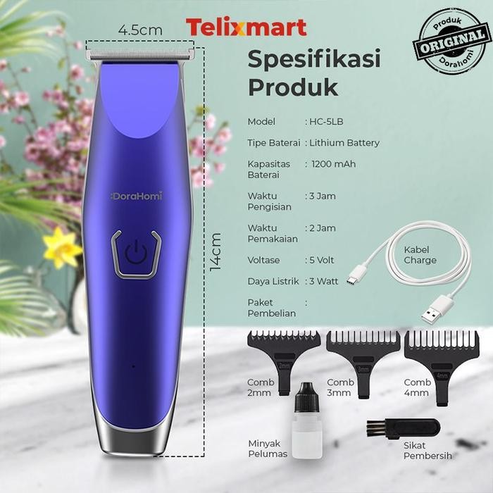 PROMO / TERMURAH Dorahomi Mesin Cukur Rambut Alat Pencukur Kumis Jenggot Baterai Cas TERBAIK
