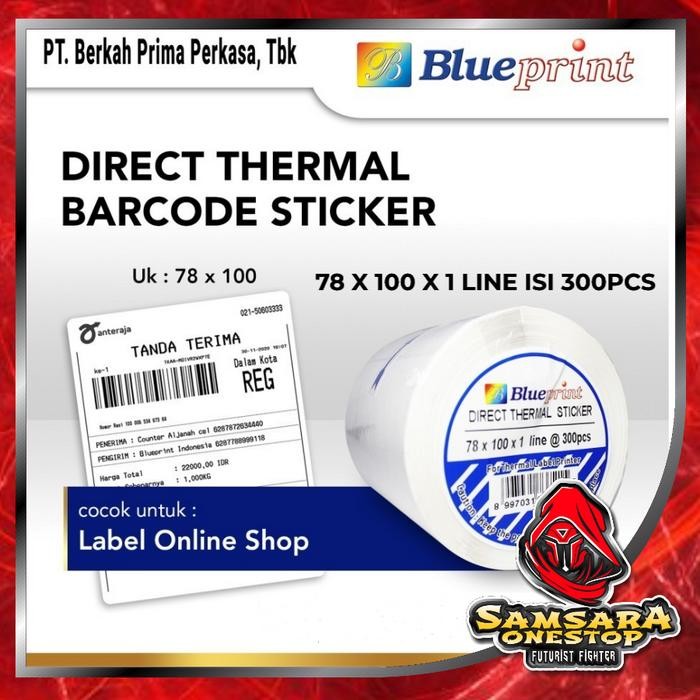 

Direct Thermal Sticker Label Online Shop BLUEPRINT 78x100mm isi 300Pcs