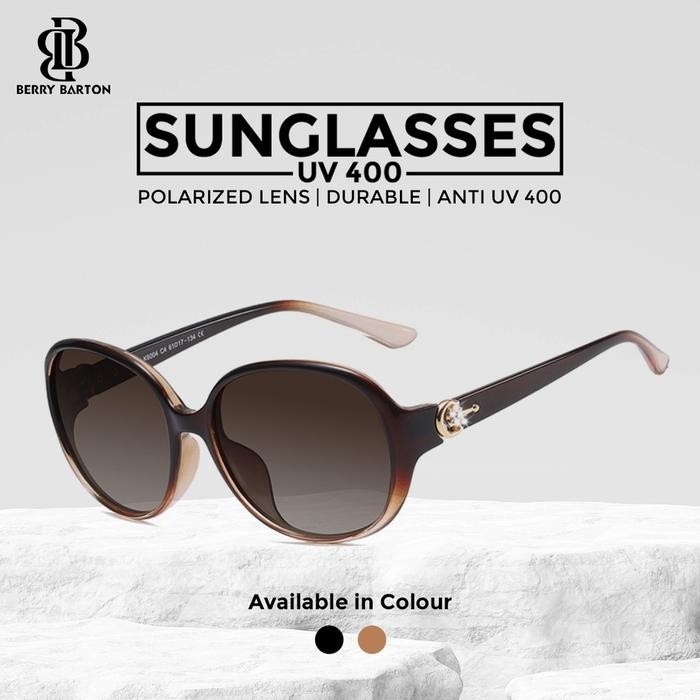 Kacamata Hitam Anti UV Polarized Wanita Frame Oval Berrybarton 6004