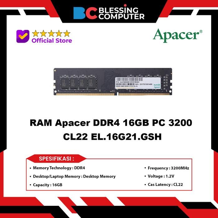 RAM Apacer DDR4 16GB PC 3200 CL22 EL.16G21.GSH