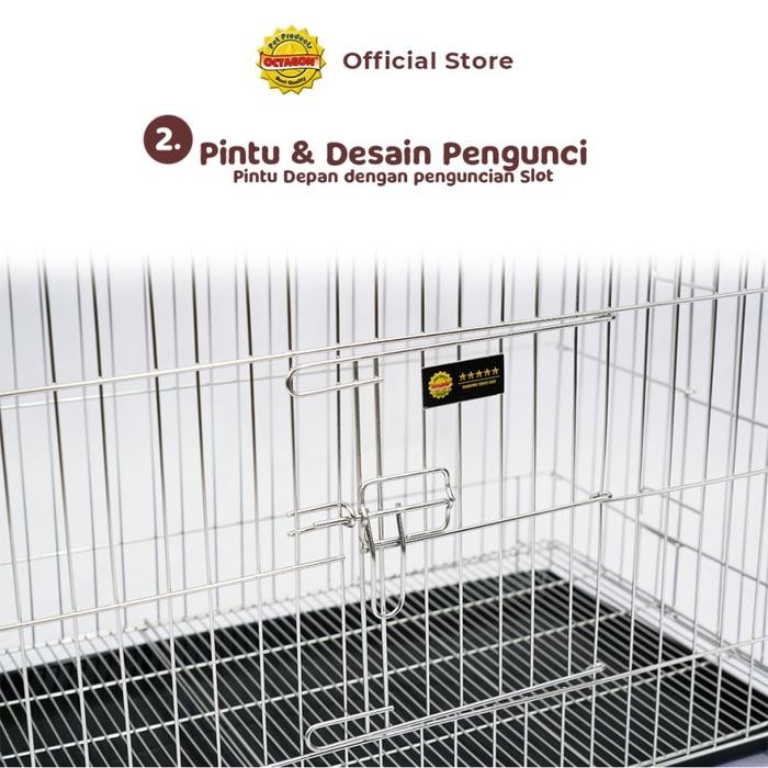 Octagon Kandang Lipat Terbuka Atas 1 Pintu Stainless Steel Anjing Kucing Kelinci Hewan Besi Anti