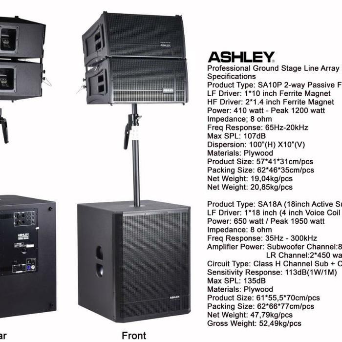 Line Array Ashley 10 In Pasif Subwoofer 18 In Aktif
