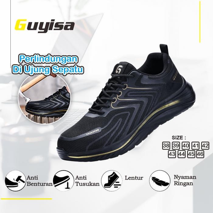 Guyisa Sepatu Sneakers Safety Sport Black Death Mask Sepatu Safety Sport Sepatu Kerja Sepatu Pabrik