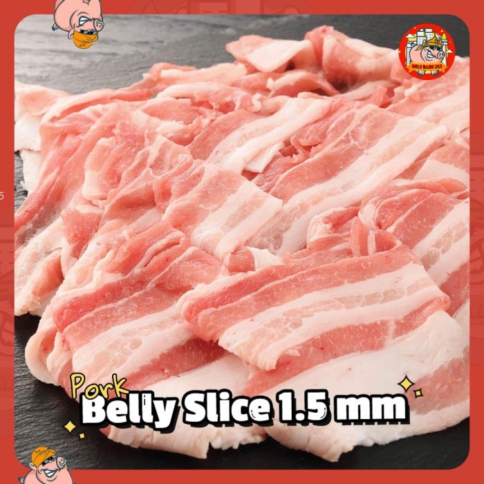 

PORK BELLY SLICE 1.5 MM SHABU-SHABU BBQ ASLI BALI PACK 500 GR KODE 1249