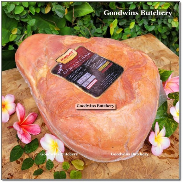 

5.5KG 1PC PORK GAMMON HAM WHOLE MAMA'S DELICATESSEN SOEJASCH BALI KODE 1012