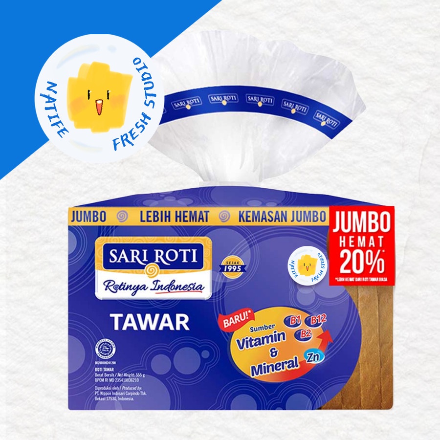 

SARI ROTI TAWAR JUMBO SPESIAL EKONOMIS 555 gr | Sariroti Special Sliced Plain Bread Big Package 555gr