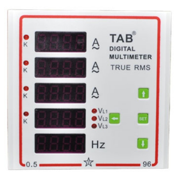Panel Meter Digital AC Volt Ampere Hz 96x96 3 Phase 3P TAB