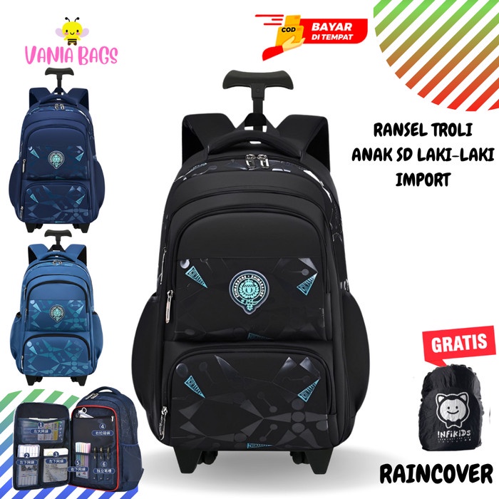 TAS TROLLEY ANAK LAKI LAKI SEKOLAH SD SMP REMAJA IMPORT WATERPROOF KODE 1441