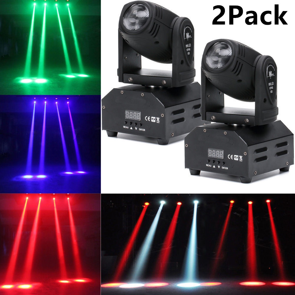 HLA 2PCS Sell mini LED 10W Spot Beam Moving Head Light Lyre DMX512 Stage Light Stroboscope For Home 