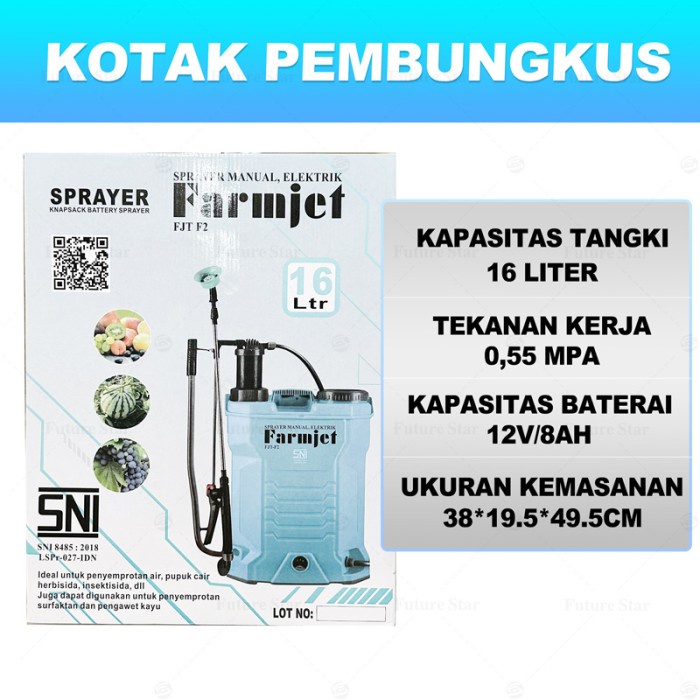 SNI Sprayer Elektrik Tangki 16 Liter Alat Semprot Tangki Semprotan Tanaman Hama Padi Otomatis Air