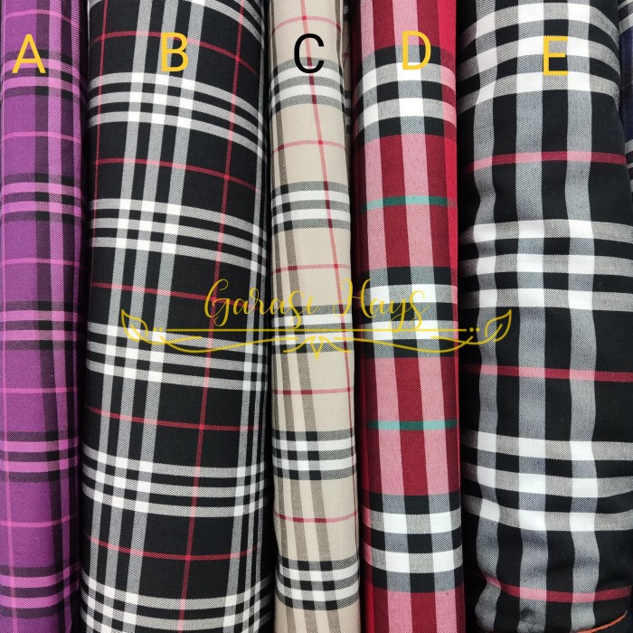 Kain Katun Jepang Kotak Motif Burberry Lebar 150 cm