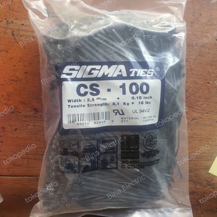 

Kabel Ties Sigma CS-100 2.5x100mm isi 1000pcs / Kabel Ties Sigma CS100 Kode 703