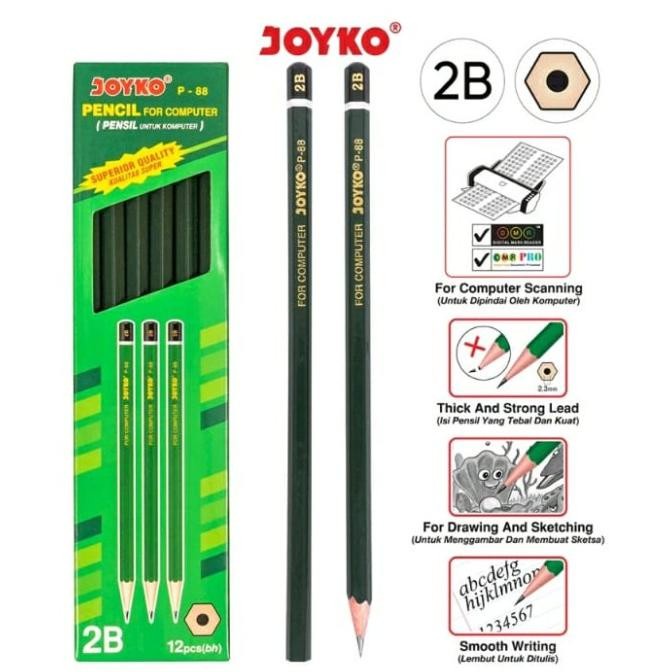 

MURAH RIOO TOKO 6 ATK, Pensil Komputer 2B Joyko P 88 Hijau Satuan, UJIAN UN SEKOLAH Terlaris