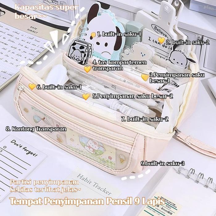 

KOMPLIT Tempat Kotak Pensil Cinnamoroll Tempat Pensil Berkapasitas Besar Sanrio Anime Melody Kuromi