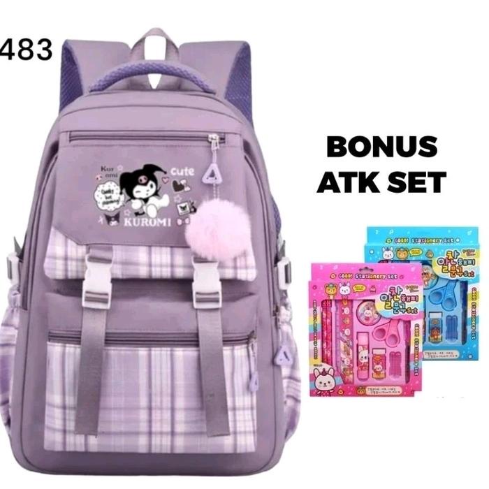 

SALE Tas Ransel anak KuRomi Free ATK Tas Sekolah anak perempuan SD SMP Remaja Tas Fashion Korea