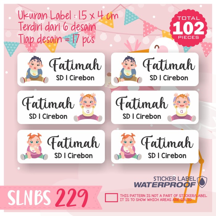 

MURAH stiker label nama anak pensil buku tas sepatu sekolah SLNBS-229