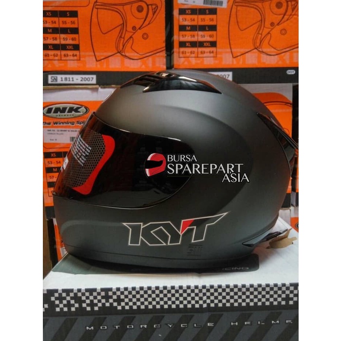 Helm Kyt R10 Matt Black Solid Fullface R 10 Doff Dark Visor