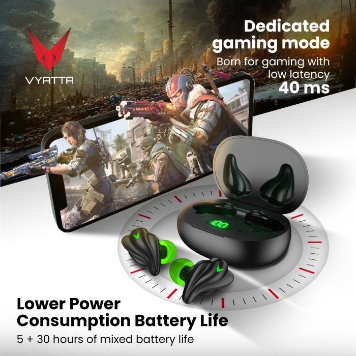 Vyatta Airboom Nitro X Tws Bluetooth Earphone Gaming Mode 40 Ms G