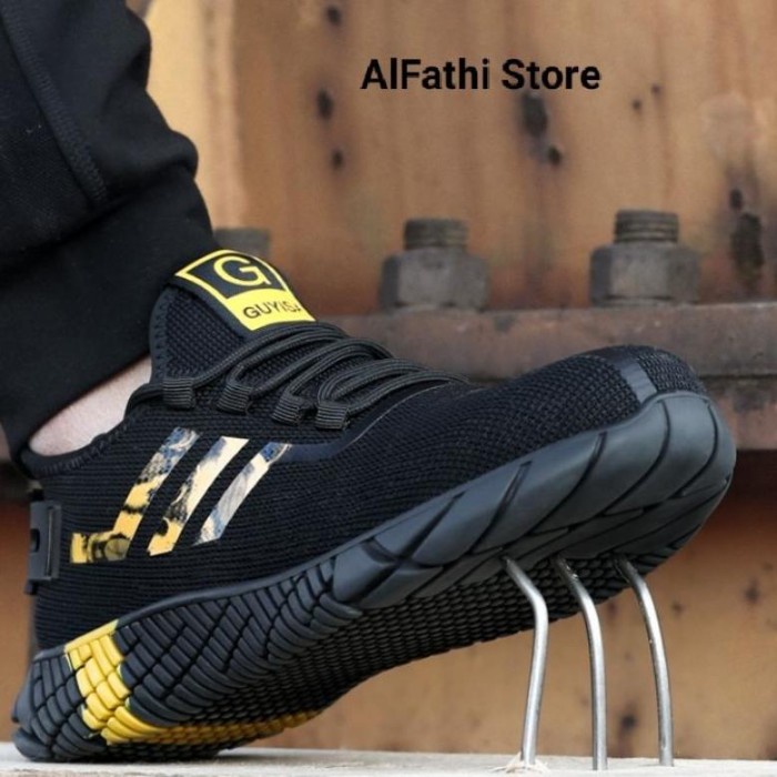 Sepatu Safety Sneakers Sport Ori By Guyisa Strip Black Yellow