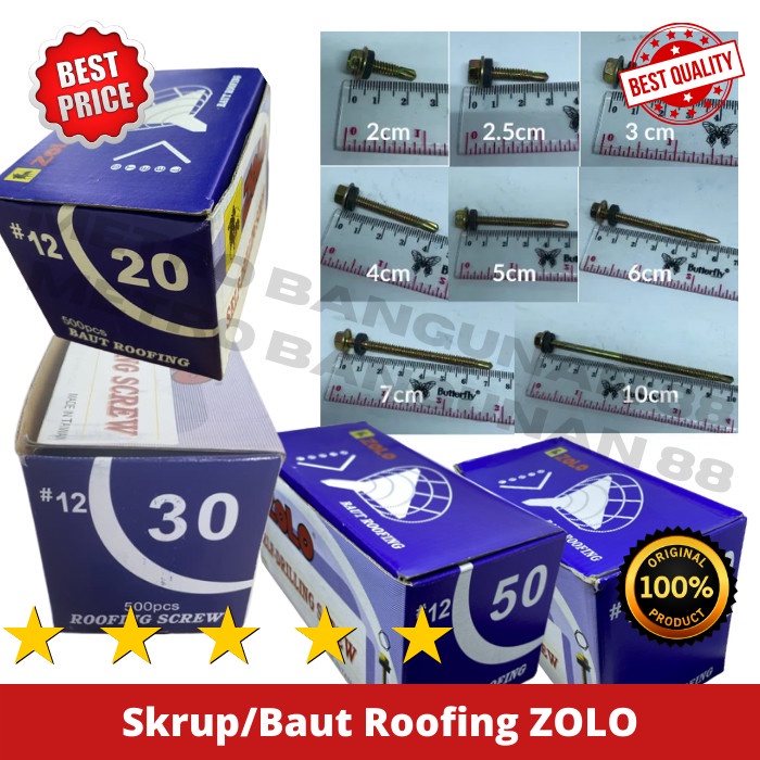 Sekrup Skrup Baut Roofing Baja Ringan Kuning Zolo 7Cm 5Cm 3Cm 2Cm /Box