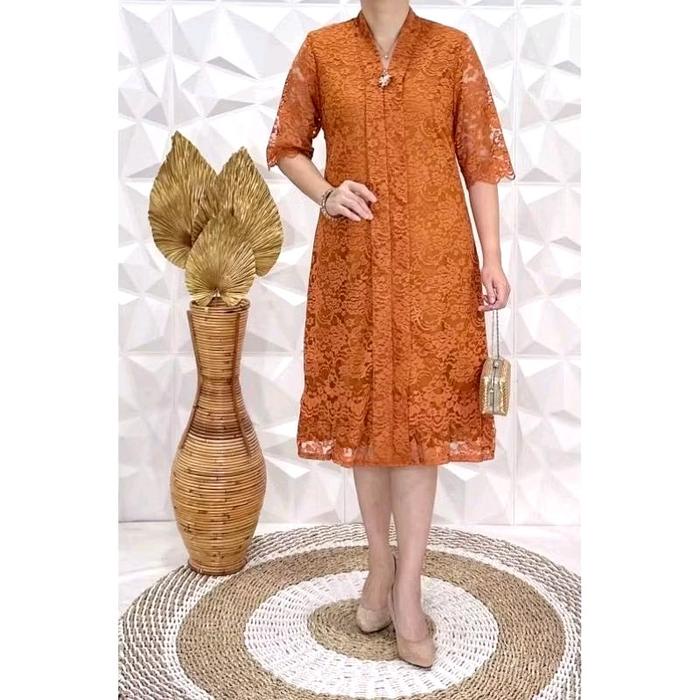 Drees Brokat Kebaya Kartini Sinovak Premium Terlaris Dress Wanita Pesta Katun Natal Kondangan Baju