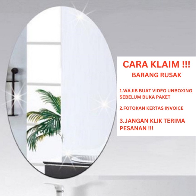 YHOME Mirror Stiker Dinding Bahan Akrilik Bentuk Persegi dan Oval Y254 Cermin Kaca Cermin Kaca