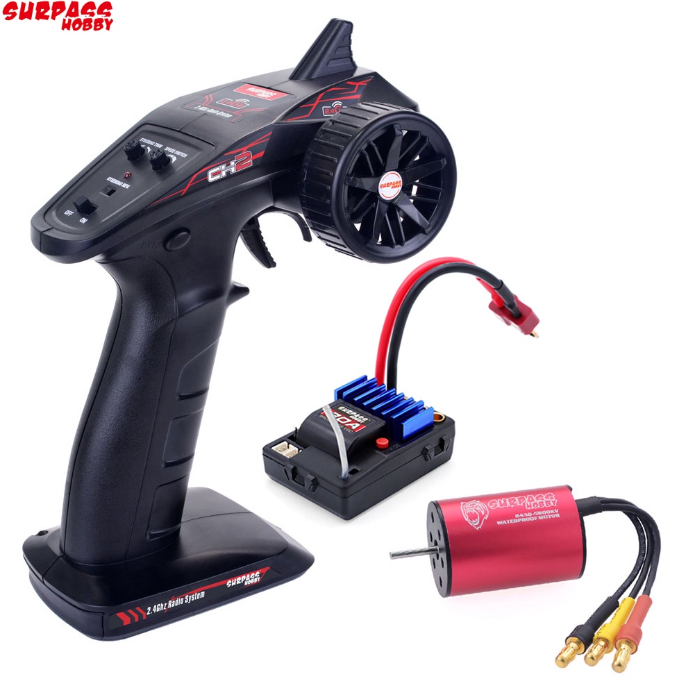 CAGA Surpass Hobby Waterproof 2430 2435 2440 2838 2845 Brushless Motor+2 in 1 30A ESC+2.4G CH2 Trans
