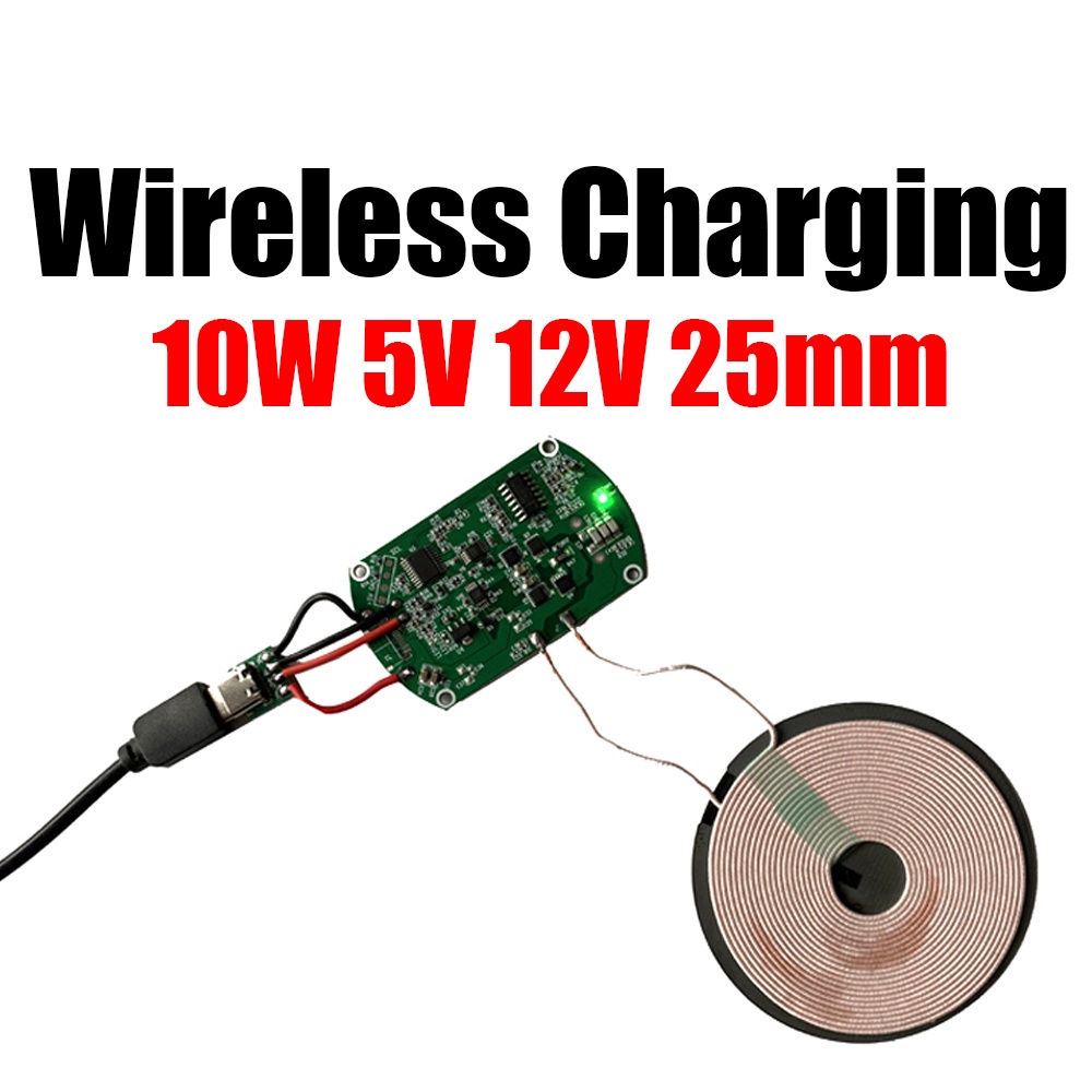 MDA 25mm distance Qi 10W Fast Charger USB TYPE-C 5V 12V Wireless Charging Transmitter Module + coil 