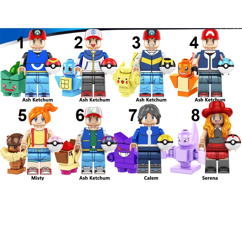 Pokemon Pikachu Charmander Squirtle Clefairy Ash Misty Action Figure Mini